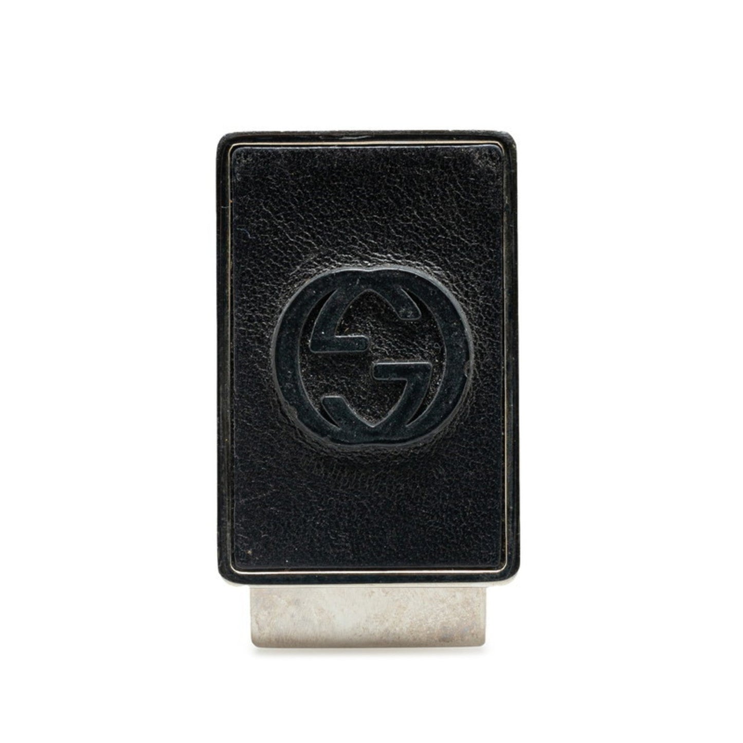 Gucci Black Silver Metal Leather Money Clip ()