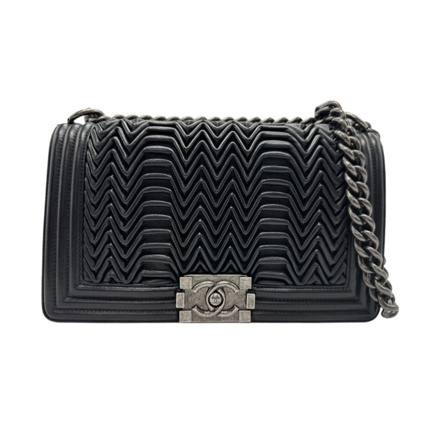 Chanel Boy Chanel Black Leather Metal Shoulder Bag ()
