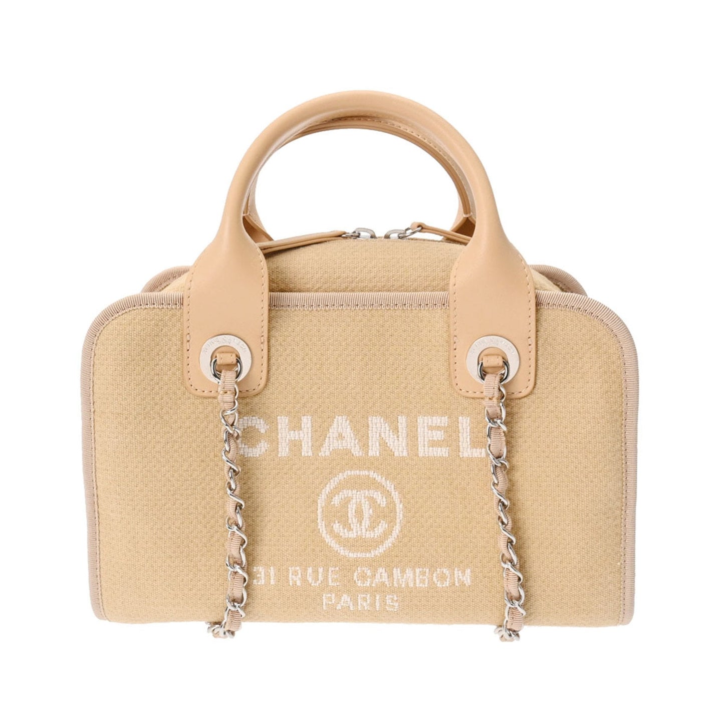 Chanel Beige Canvas Leather Tote Bag ()