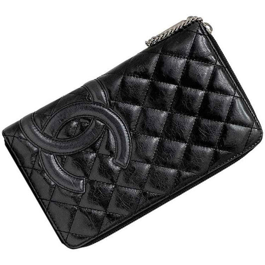 Chanel Black Leather Long Wallet (Bi-Fold) ()