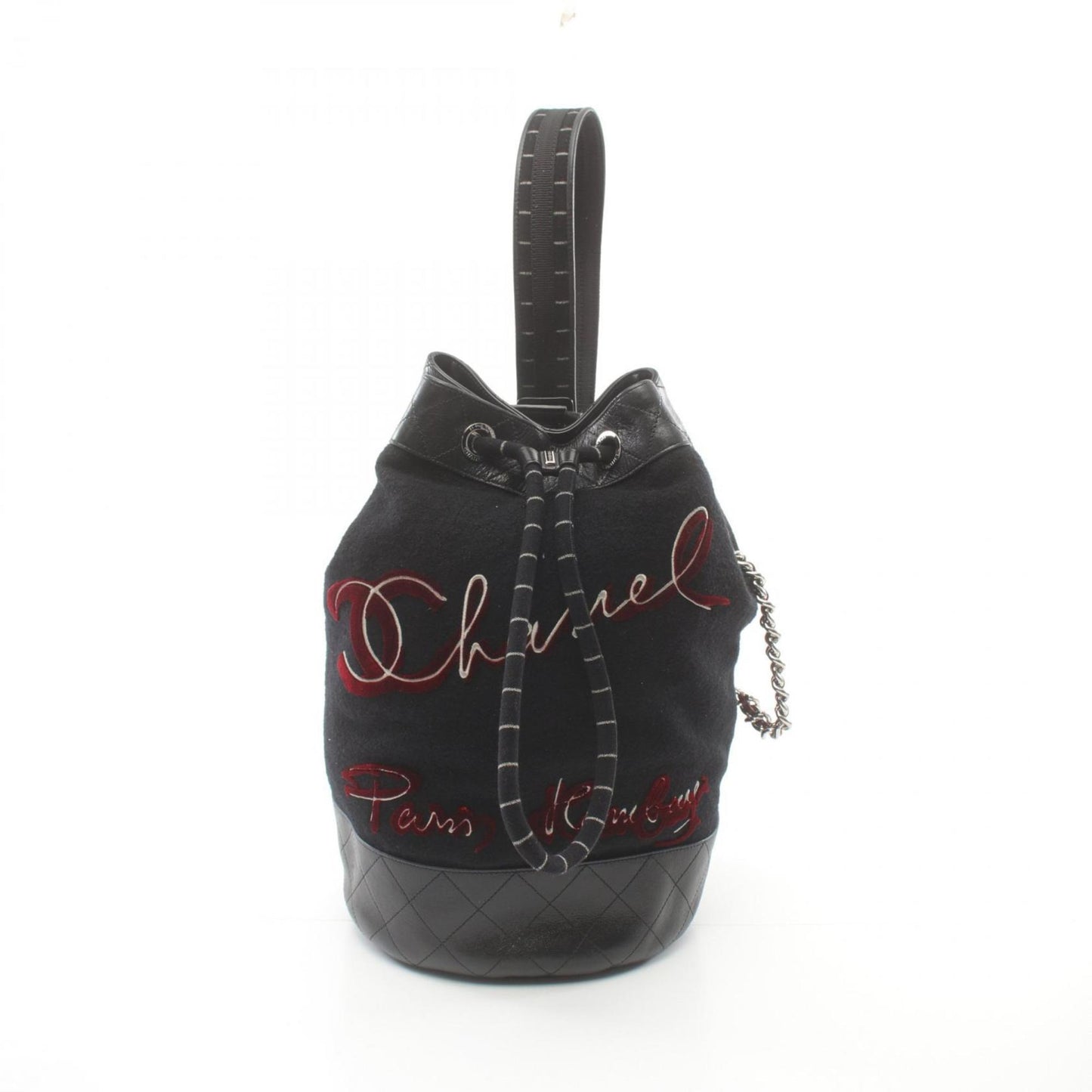 Chanel Black Multi-Color Wool Leather Shoulder Bag ()