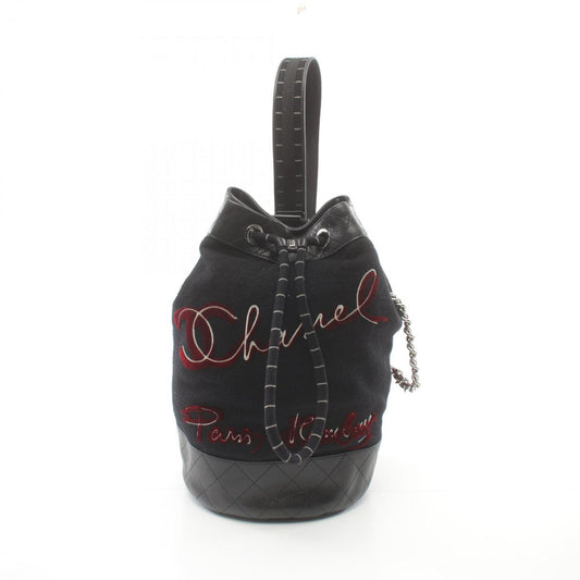 Chanel Black Multi-Color Wool Leather Shoulder Bag ()