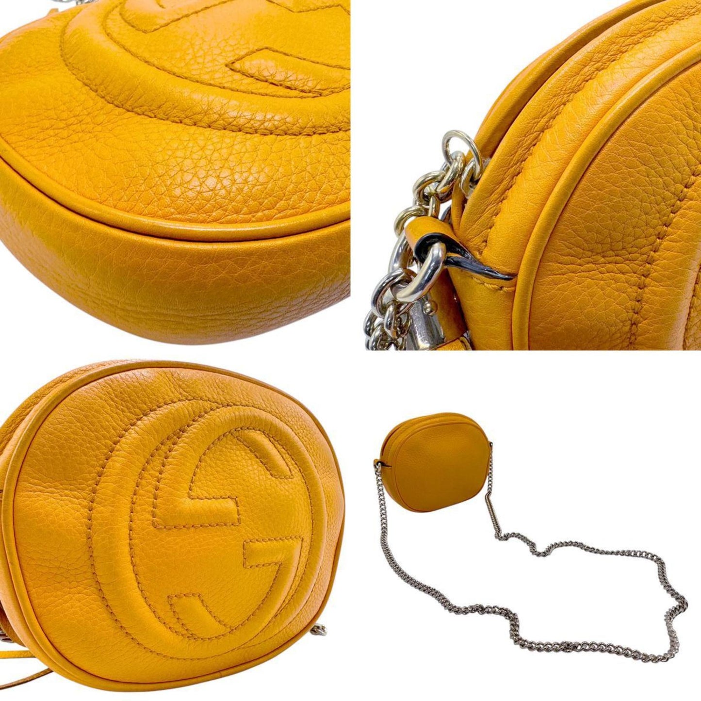 Gucci Gold Orange Metal Leather Shoulder Bag ()