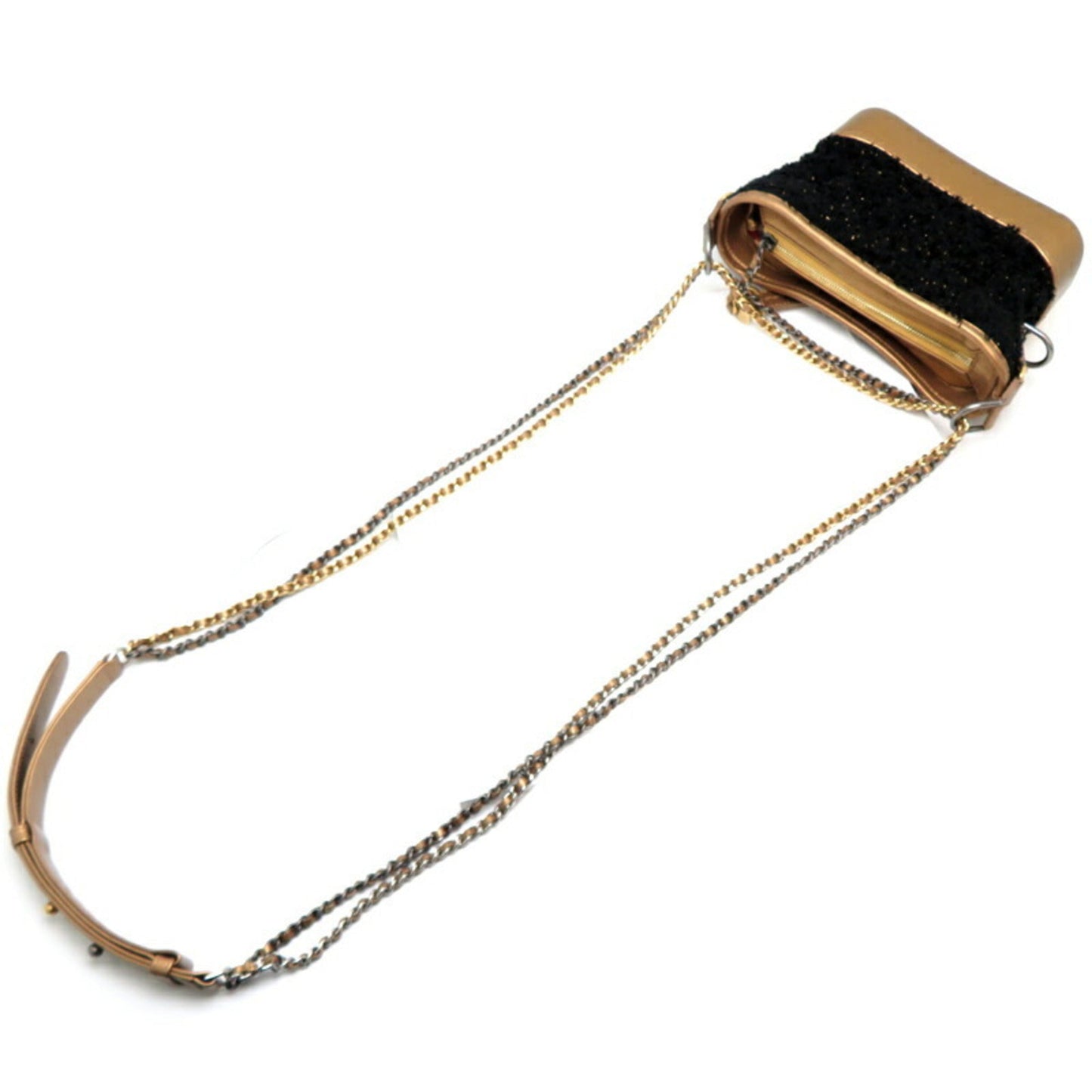 Chanel Black Gold Tweed Shoulder Bag ()