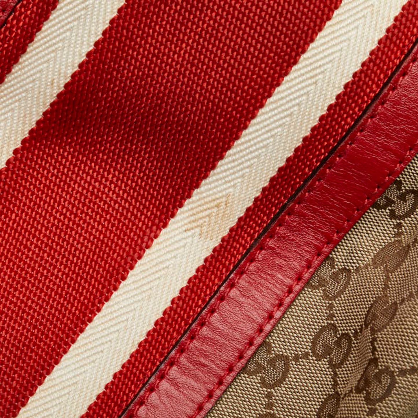 Gucci Beige Red Color Canvas Leather Boston Bag Shoulder Bag ()