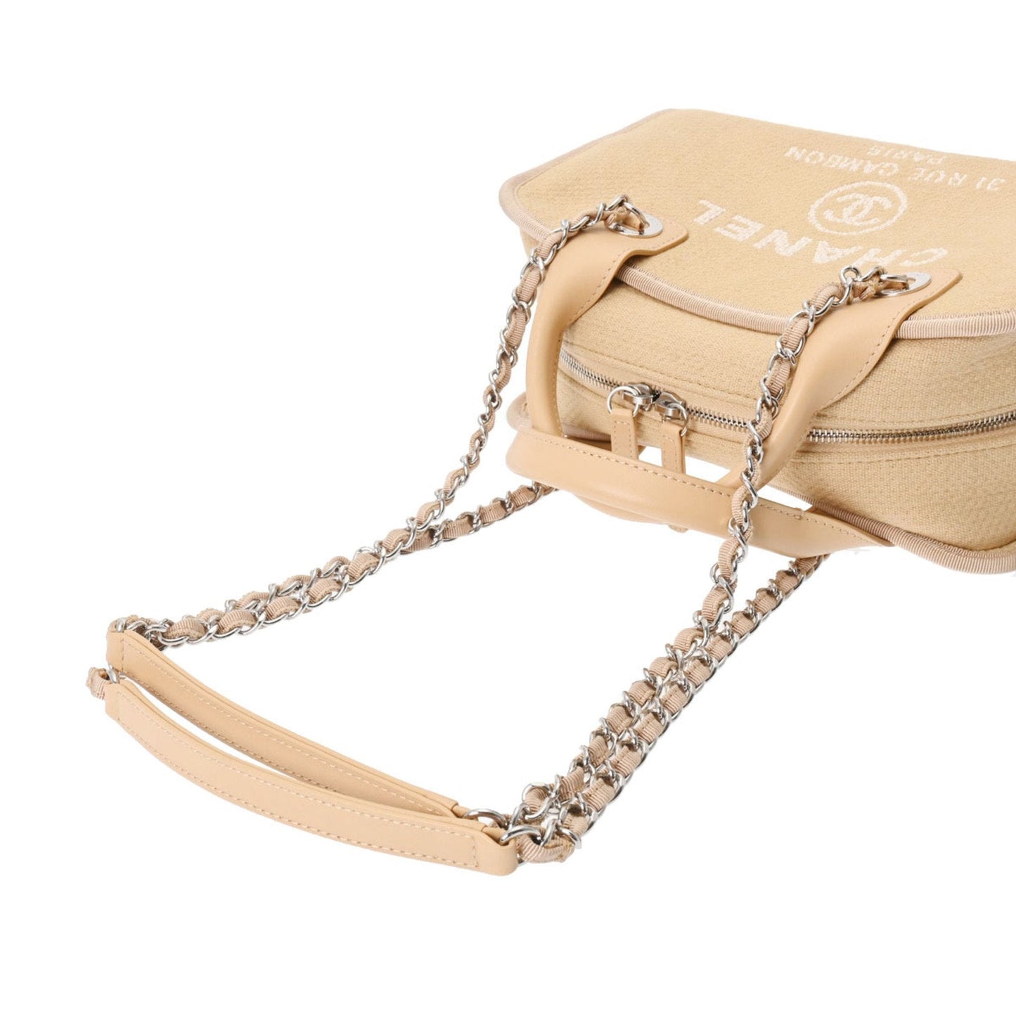 Chanel Beige Canvas Leather Tote Bag ()