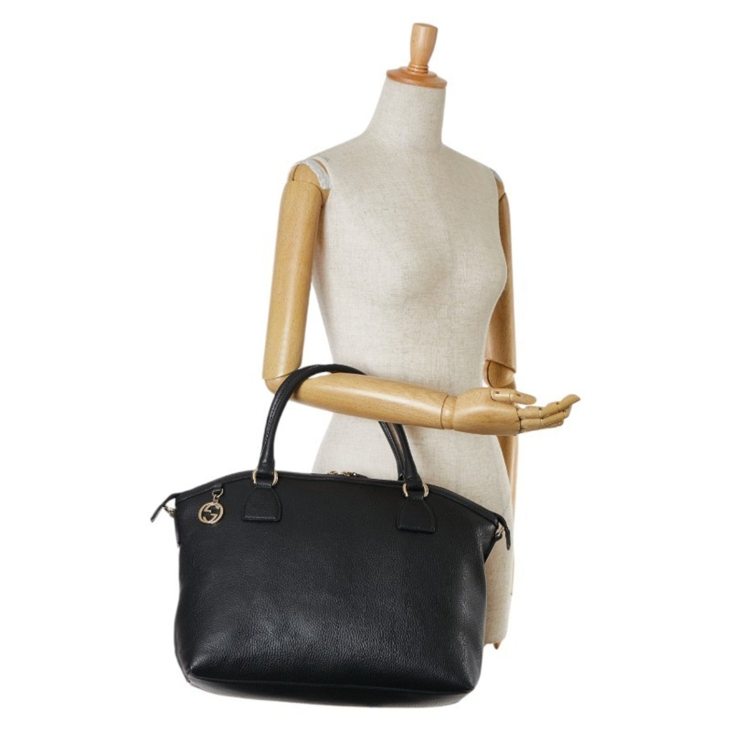 Gucci Black Leather Handbag Tote Bag ()