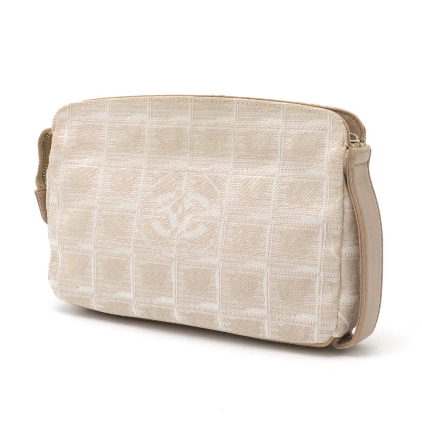 Chanel Beige Nylon Leather Pouch ()