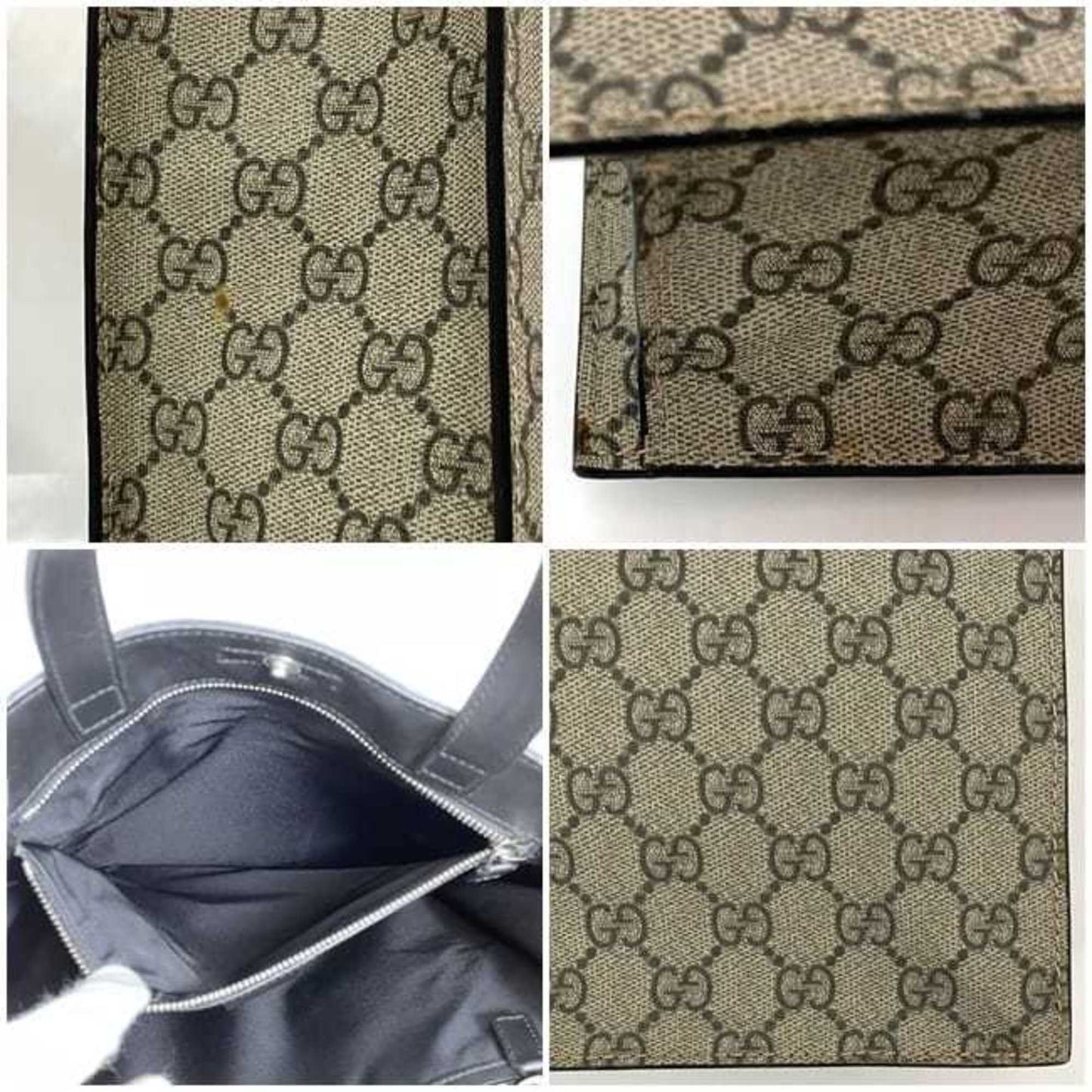 Gucci Beige Black Gg Supreme Tote Bag ()