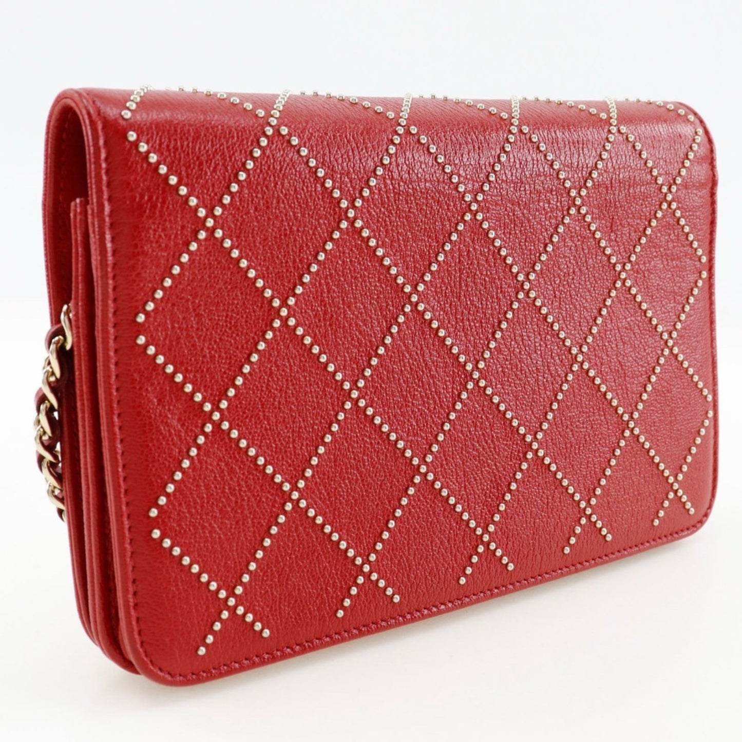 Chanel Red Color Leather Chain/Shoulder Wallet ()