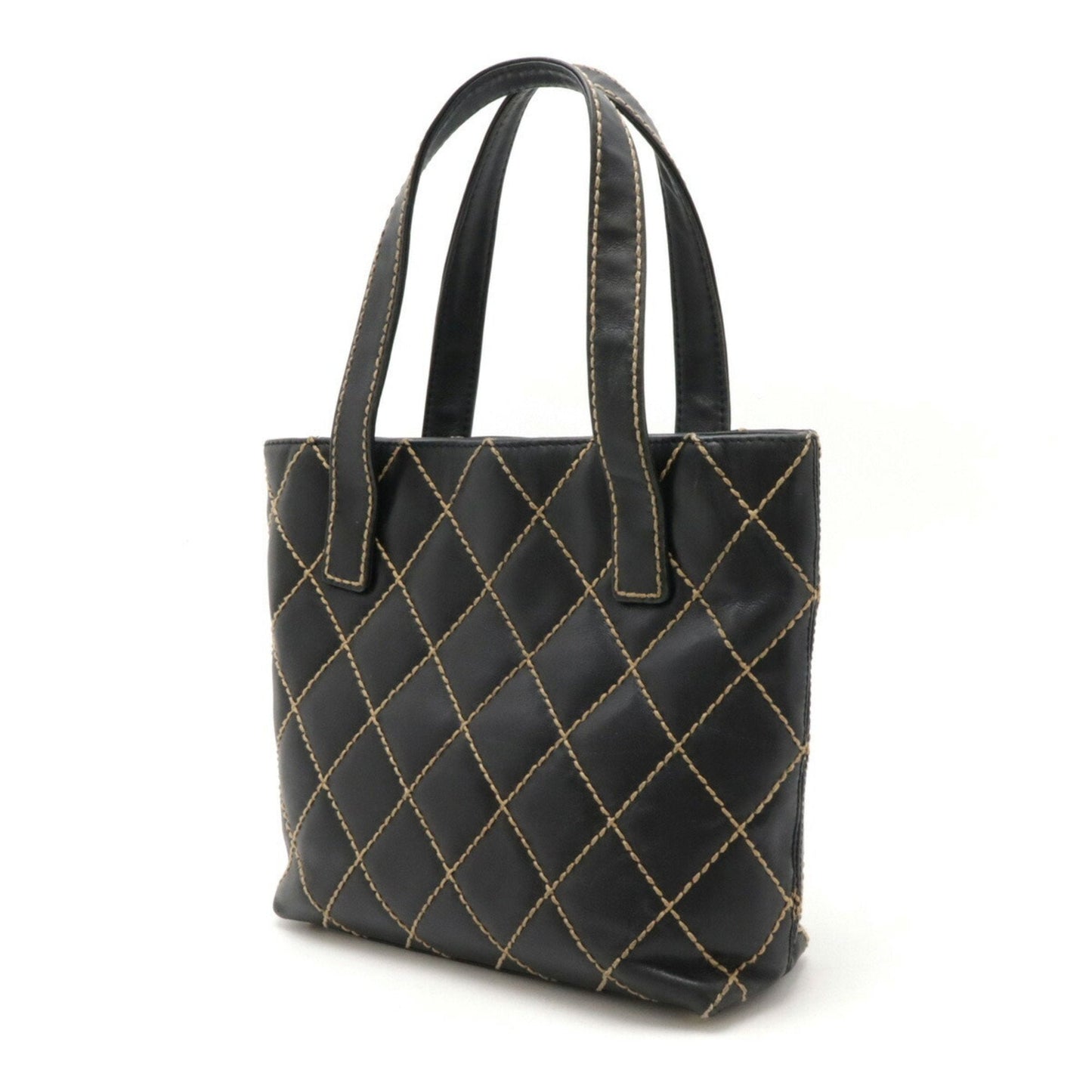 Chanel Black Leather Handbag Tote Bag ()