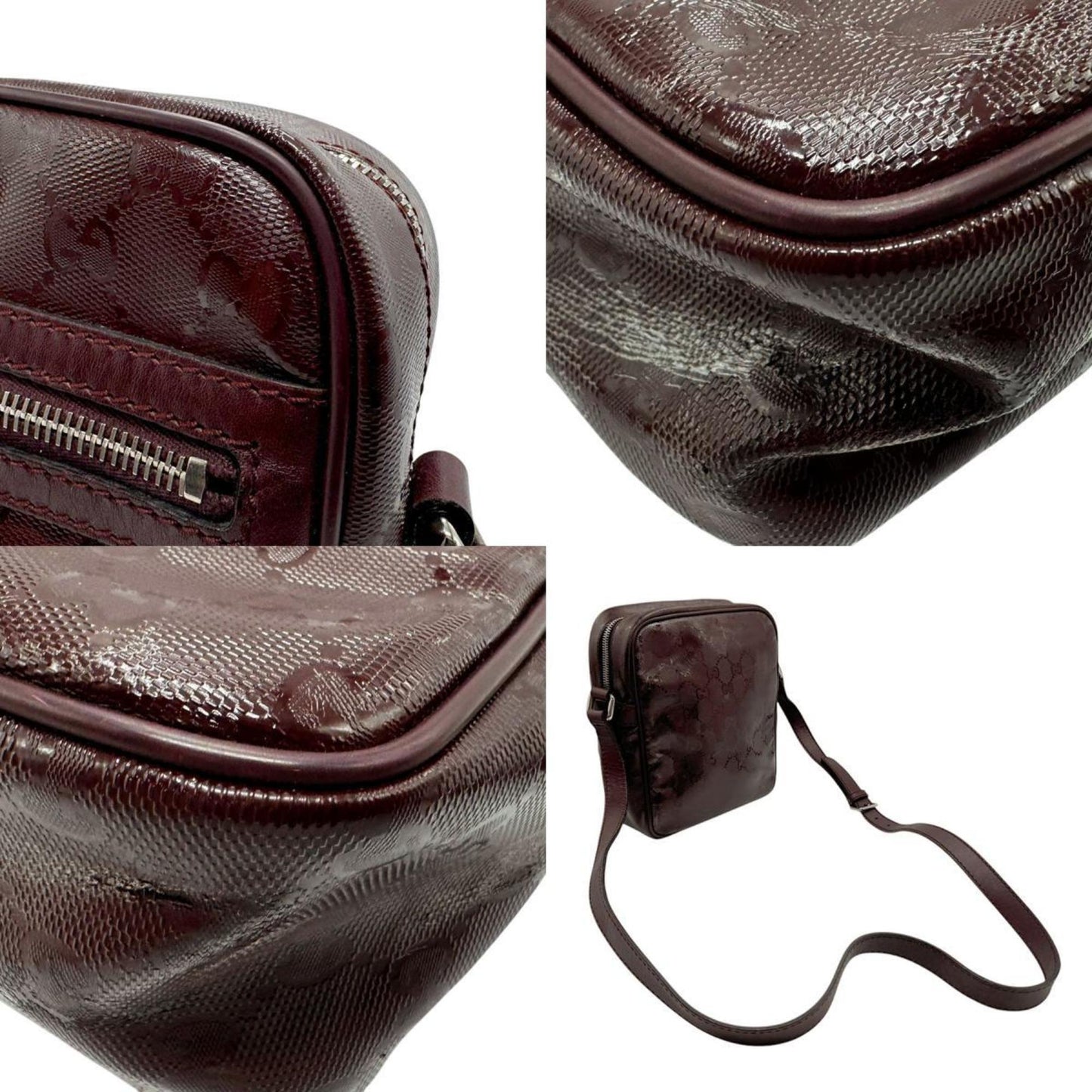 Gucci Gg Imprimé Bordeaux Pvc Shoulder Bag ()