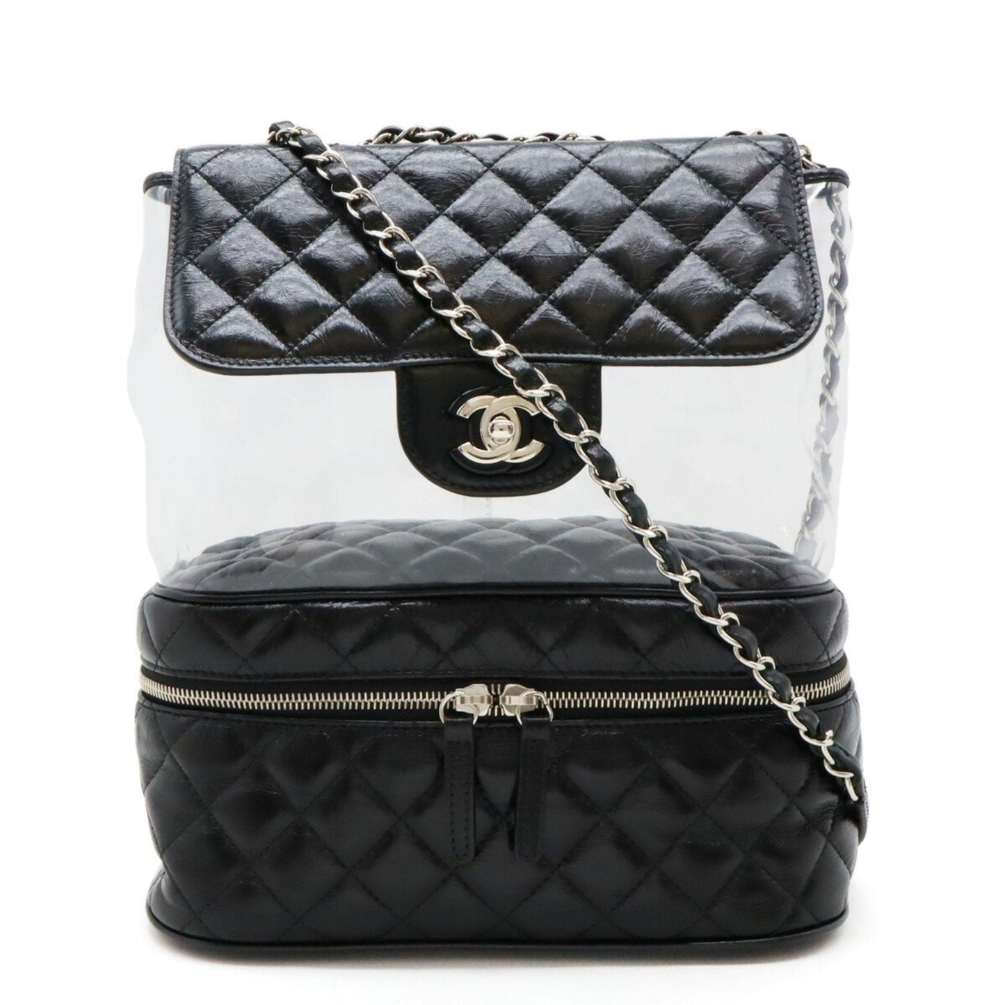 Chanel Black Vinyl Leather Shoulder Bag ()