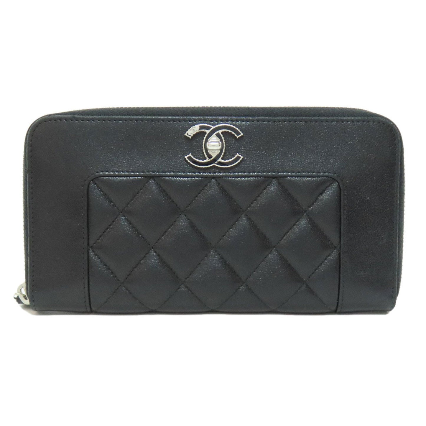 Chanel Black Leather Long Wallet (Bi-Fold) ()