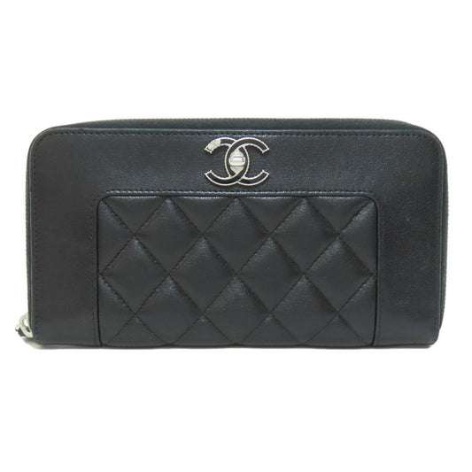 Chanel Black Leather Long Wallet (Bi-Fold) ()