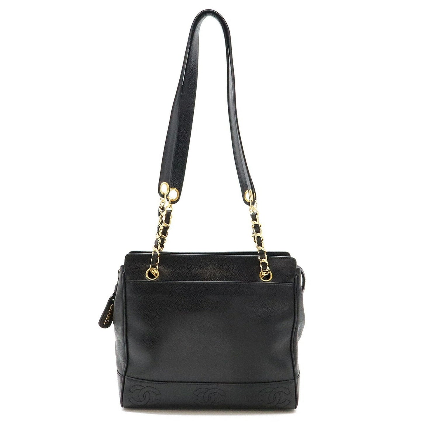 Chanel Black Grained Calfskin Shoulder Bag Tote Bag ()