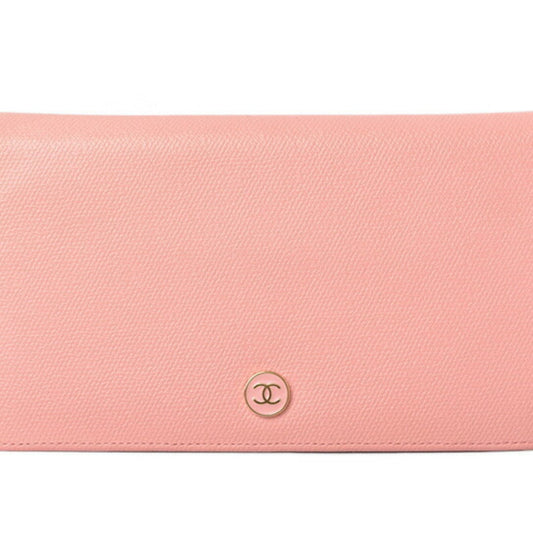 Chanel Gold Leather Long Wallet (Bi-Fold) ()