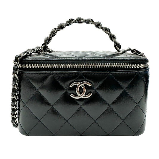Chanel Black Leather Shoulder Bag Vanity Bag ()