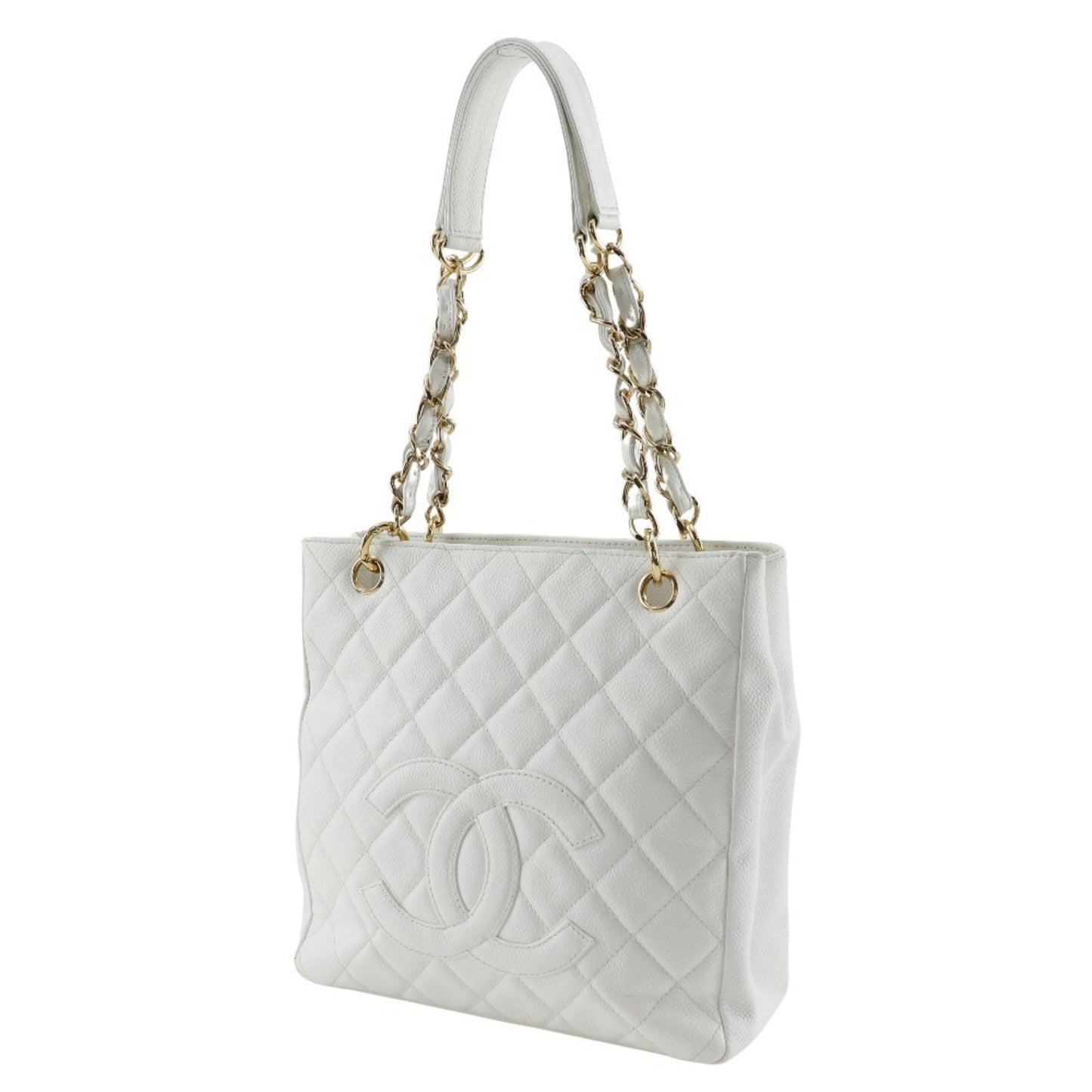 Chanel White Caviar Leather Shoulder Bag Tote Bag ()