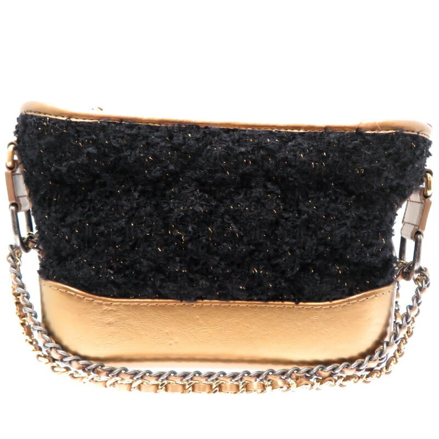 Chanel Black Gold Tweed Shoulder Bag ()