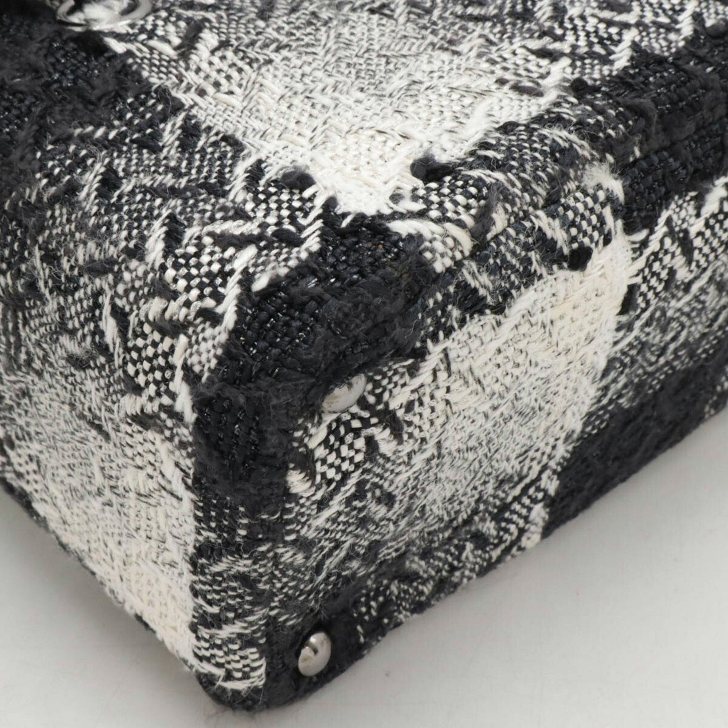 Chanel Black White Tweed Leather Handbag Vanity Bag ()