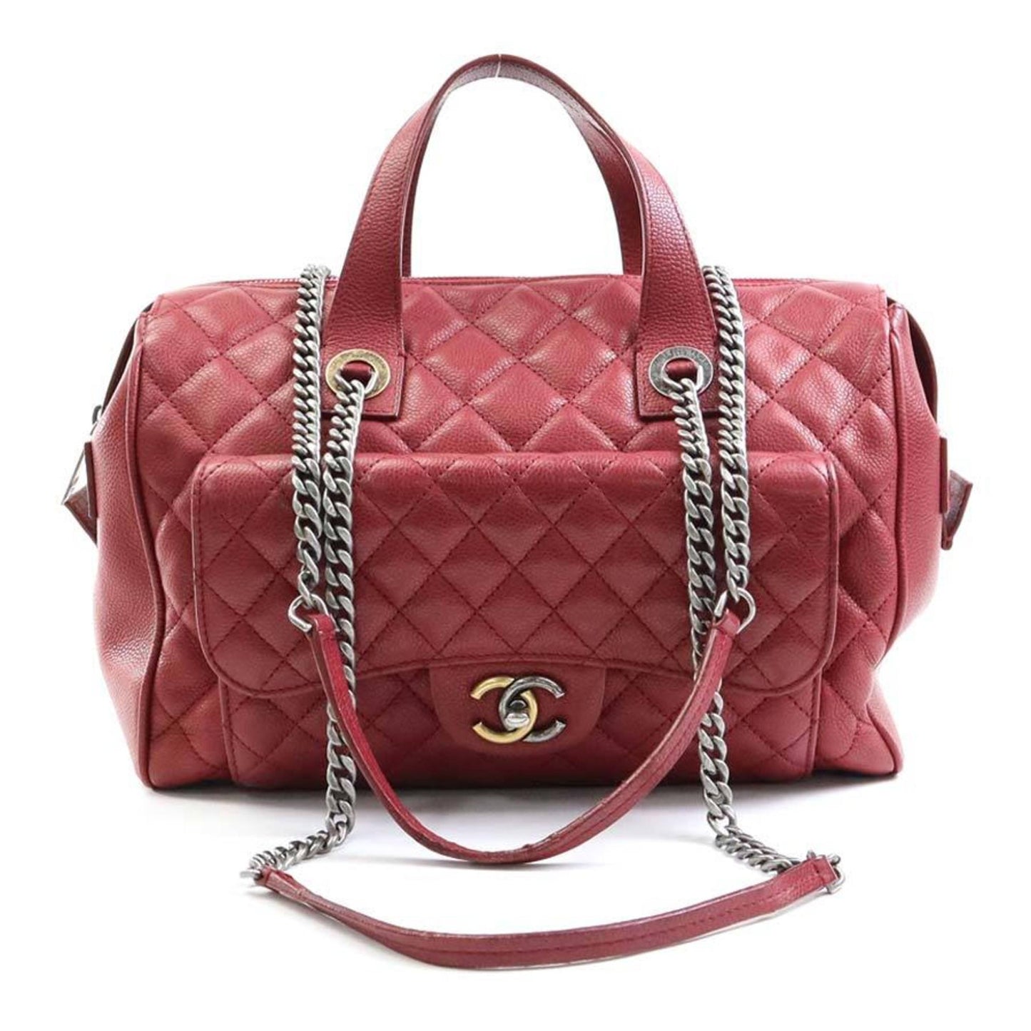 Chanel Burgundy Caviar Leather Handbag Shoulder Bag ()