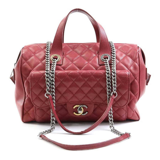 Chanel Burgundy Caviar Leather Handbag Shoulder Bag ()