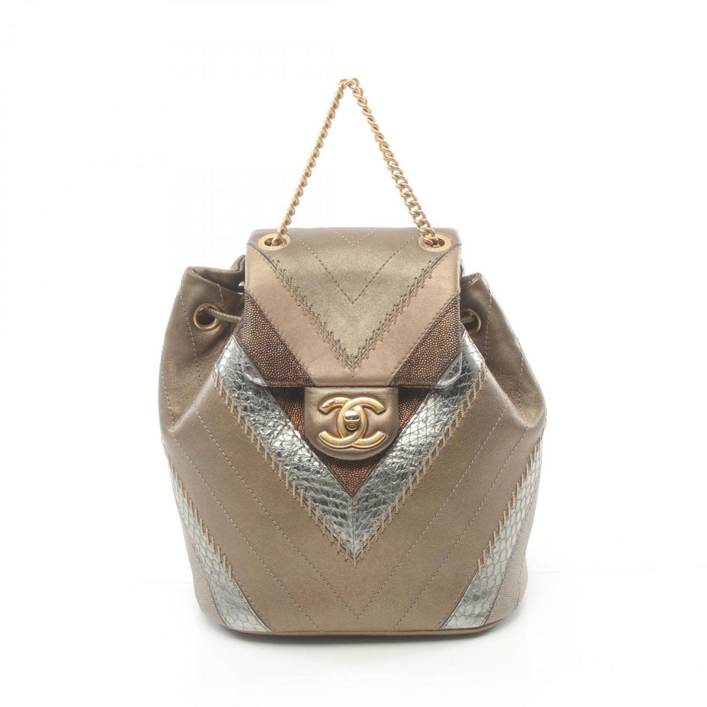 Chanel Brown Multi-Color Leather Backpack ()