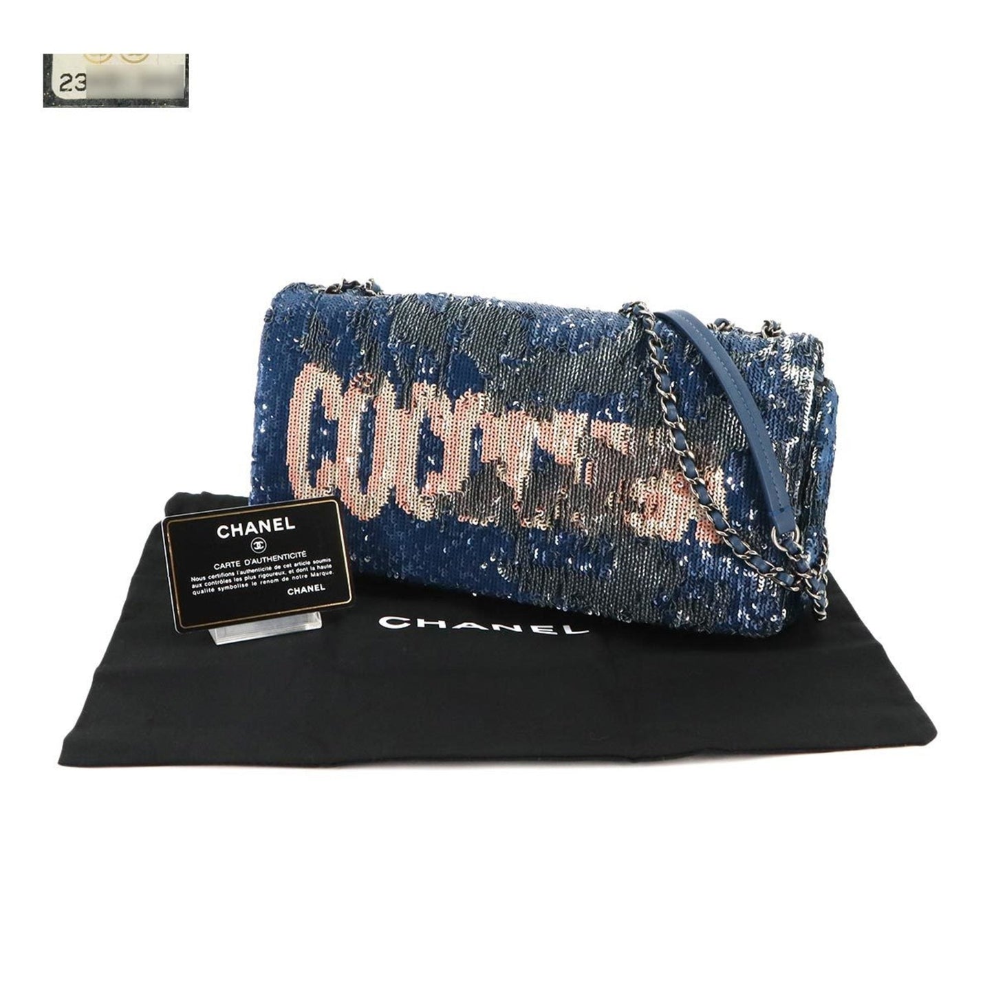 Chanel Blue Spangles Leather Shoulder Bag ()