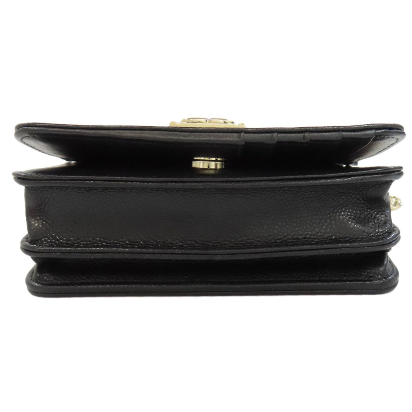 Chanel Black Grained Calfskin Chain/Shoulder Wallet ()