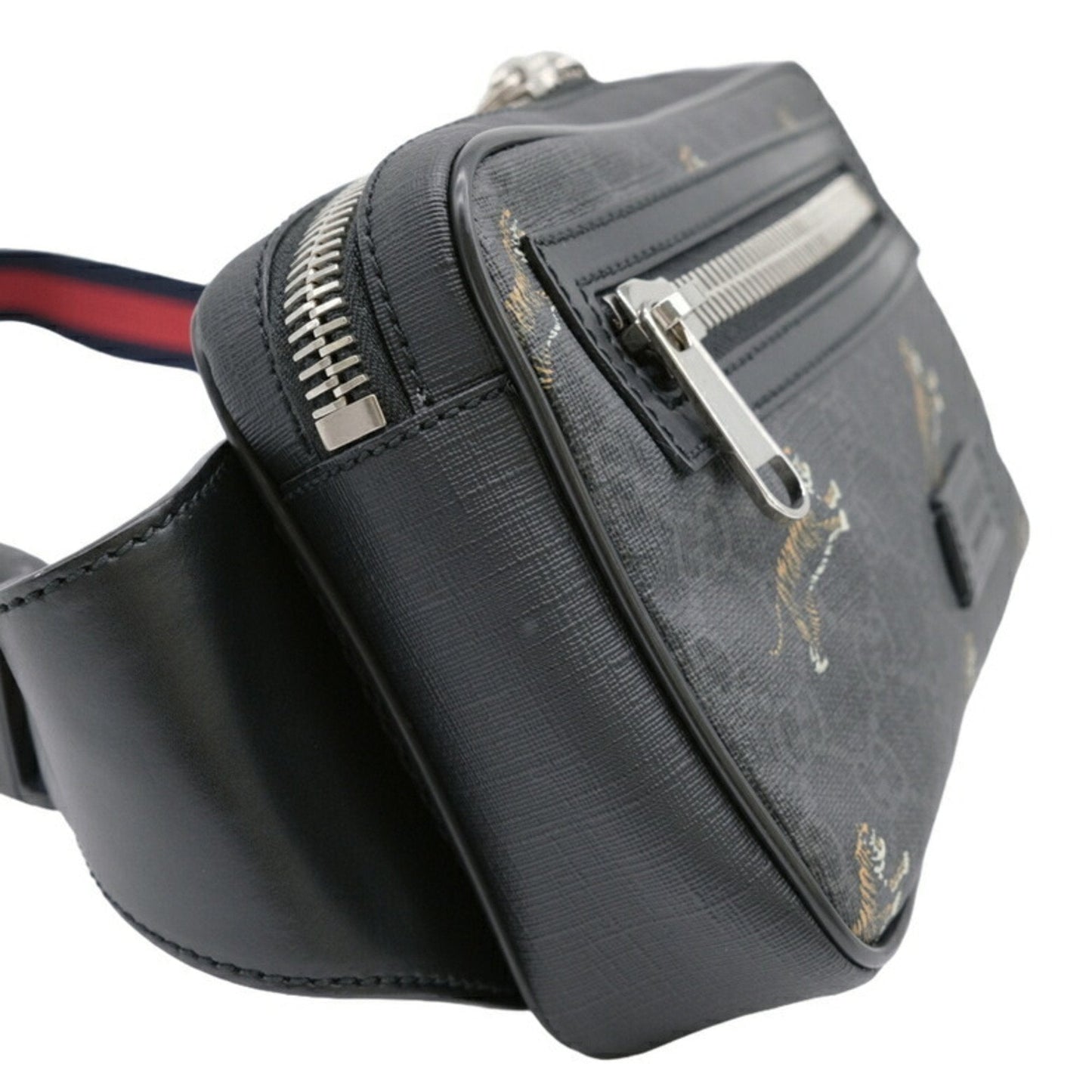 Gucci Black Gg Supreme Canvas Leather Sling Bag ()