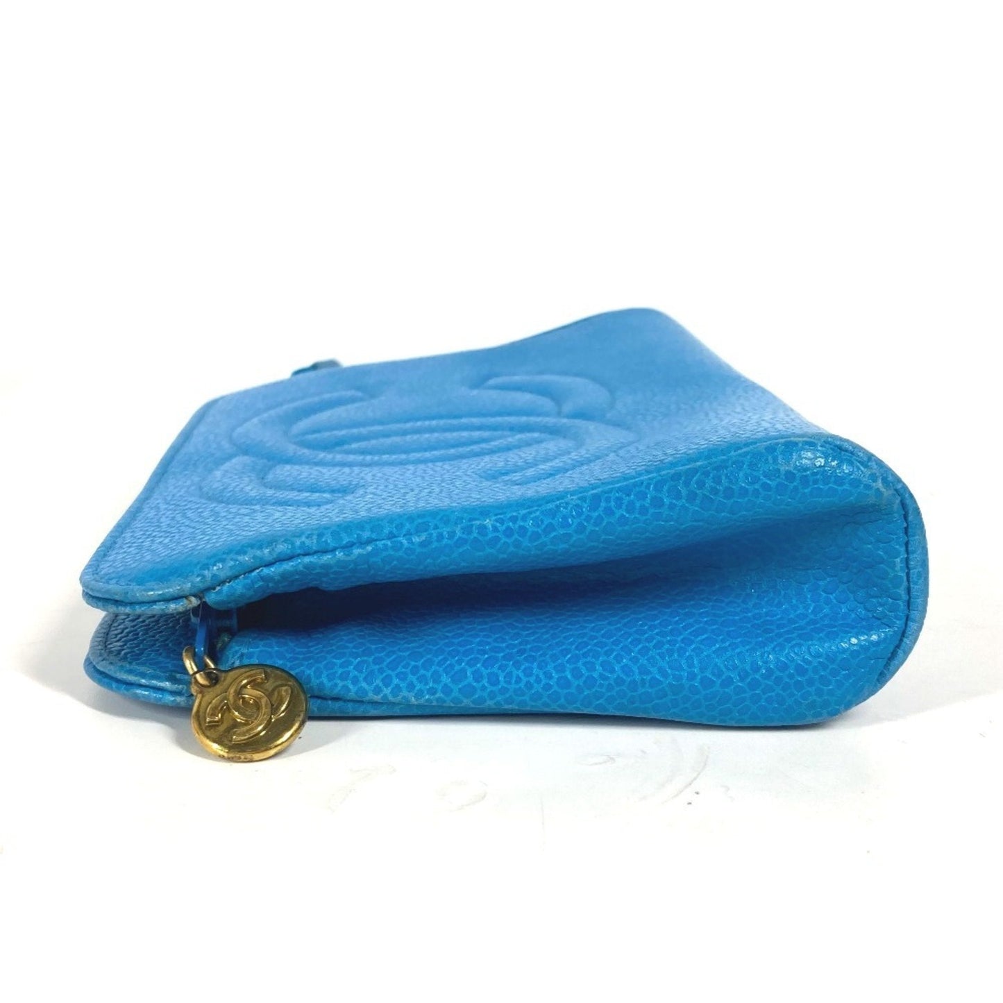 Chanel Blue Caviar Leather Pouch ()