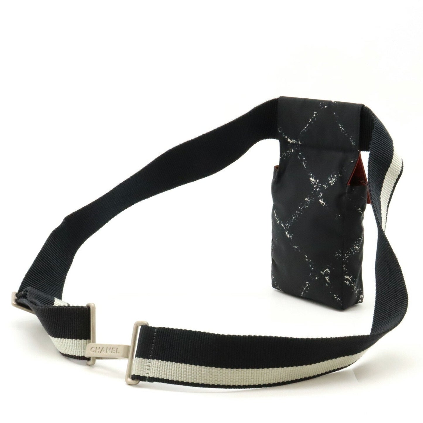 Chanel Black Red Color Nylon Fanny Pack Shoulder Bag Sling Bag ()