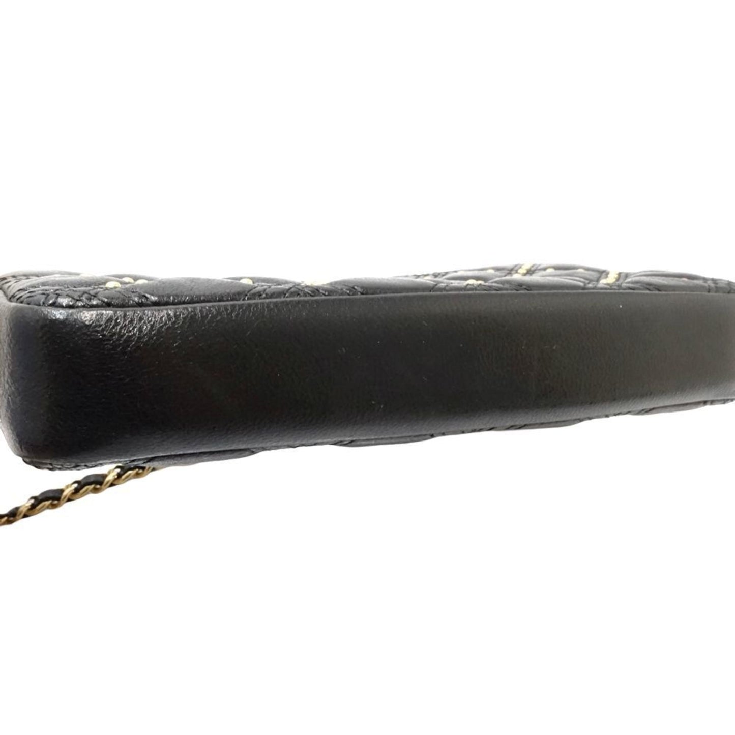 Chanel Black Leather Chain/Shoulder Wallet ()