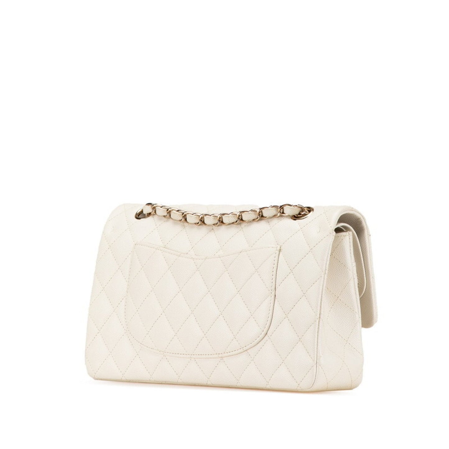 Chanel White Grained Calfskin Shoulder Bag ()