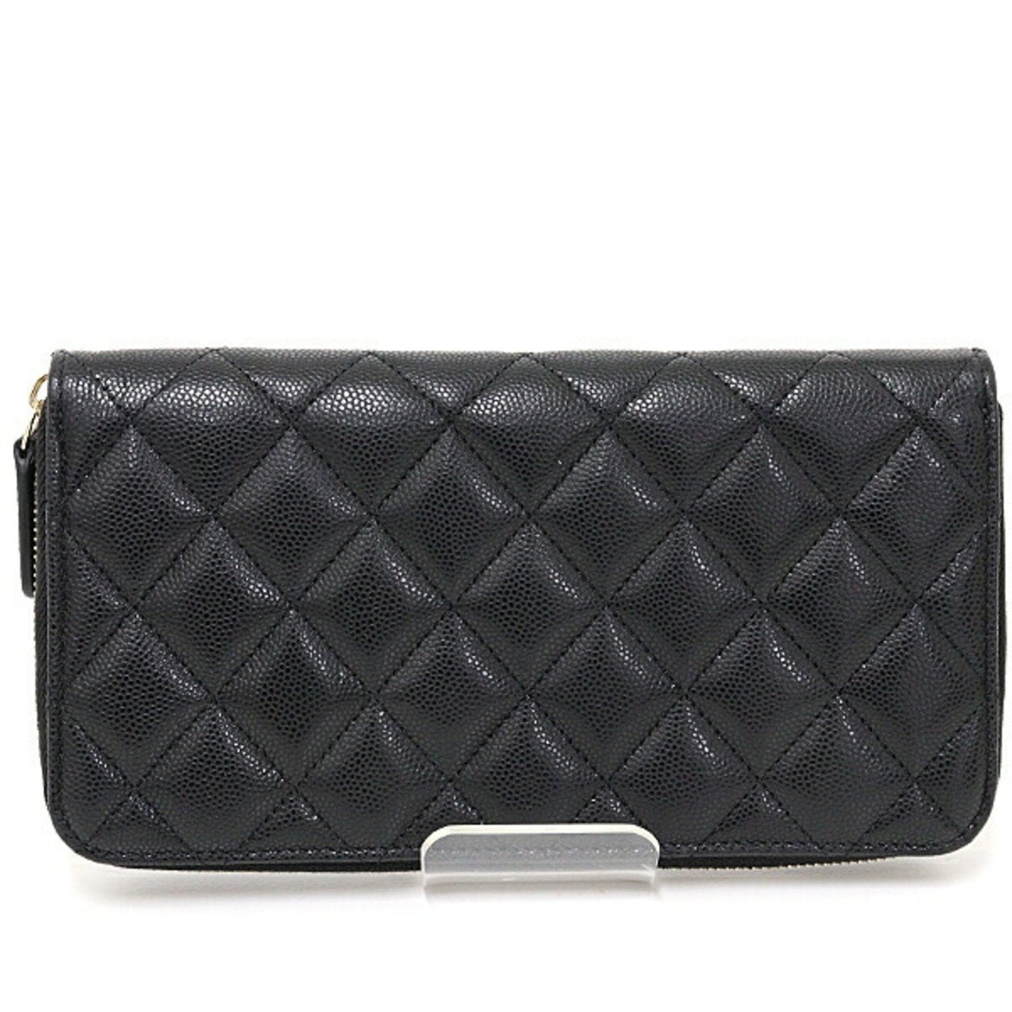 Chanel Black Grained Calfskin Long Wallet (Bi-Fold) ()