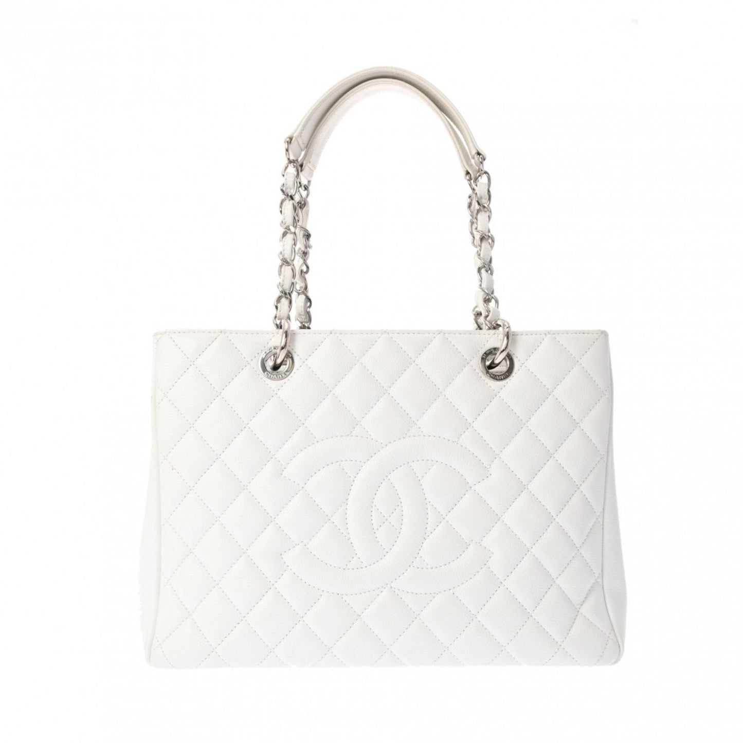 Chanel Black White Caviar Leather Tote Bag ()
