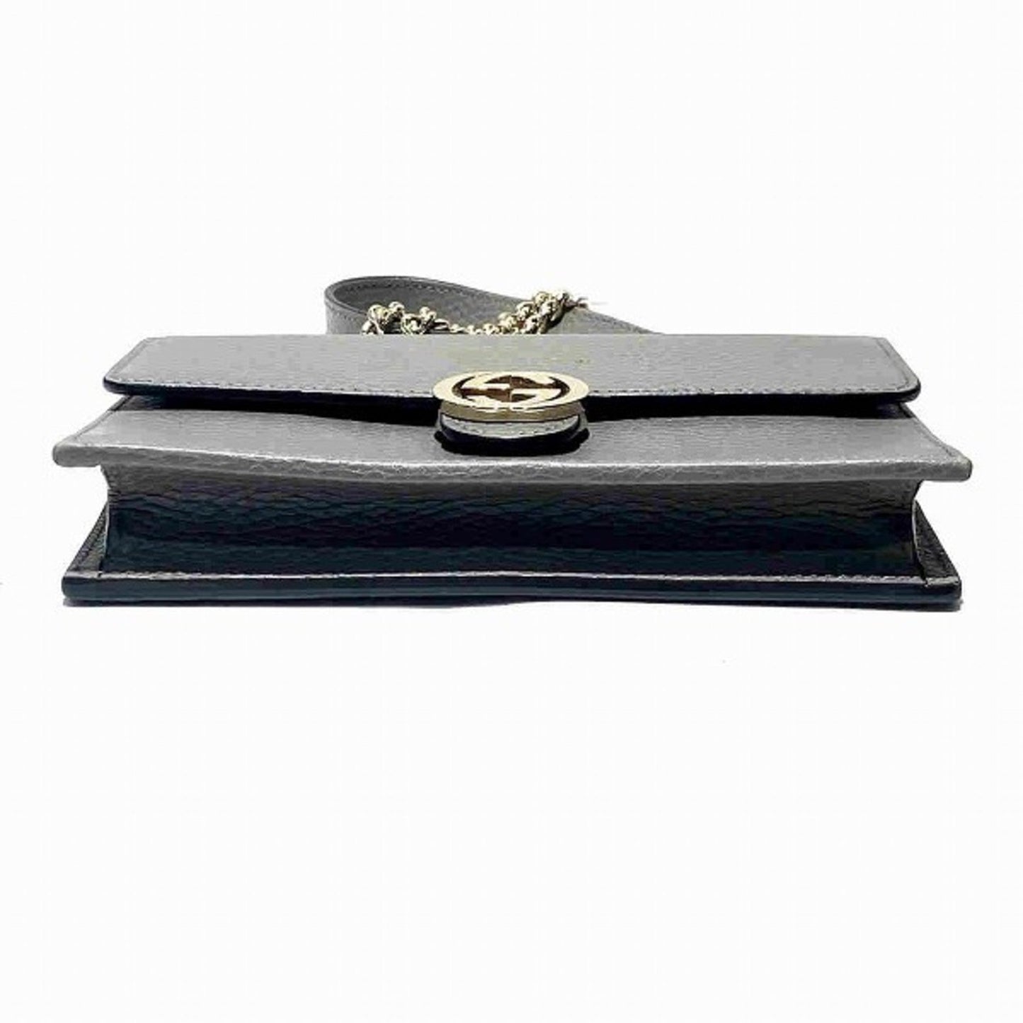 Gucci Gray Leather Chain/Shoulder Wallet ()
