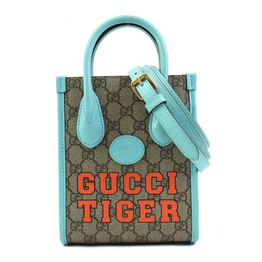 Gucci Blue Brown Gg Supreme Handbag Shoulder Bag ()