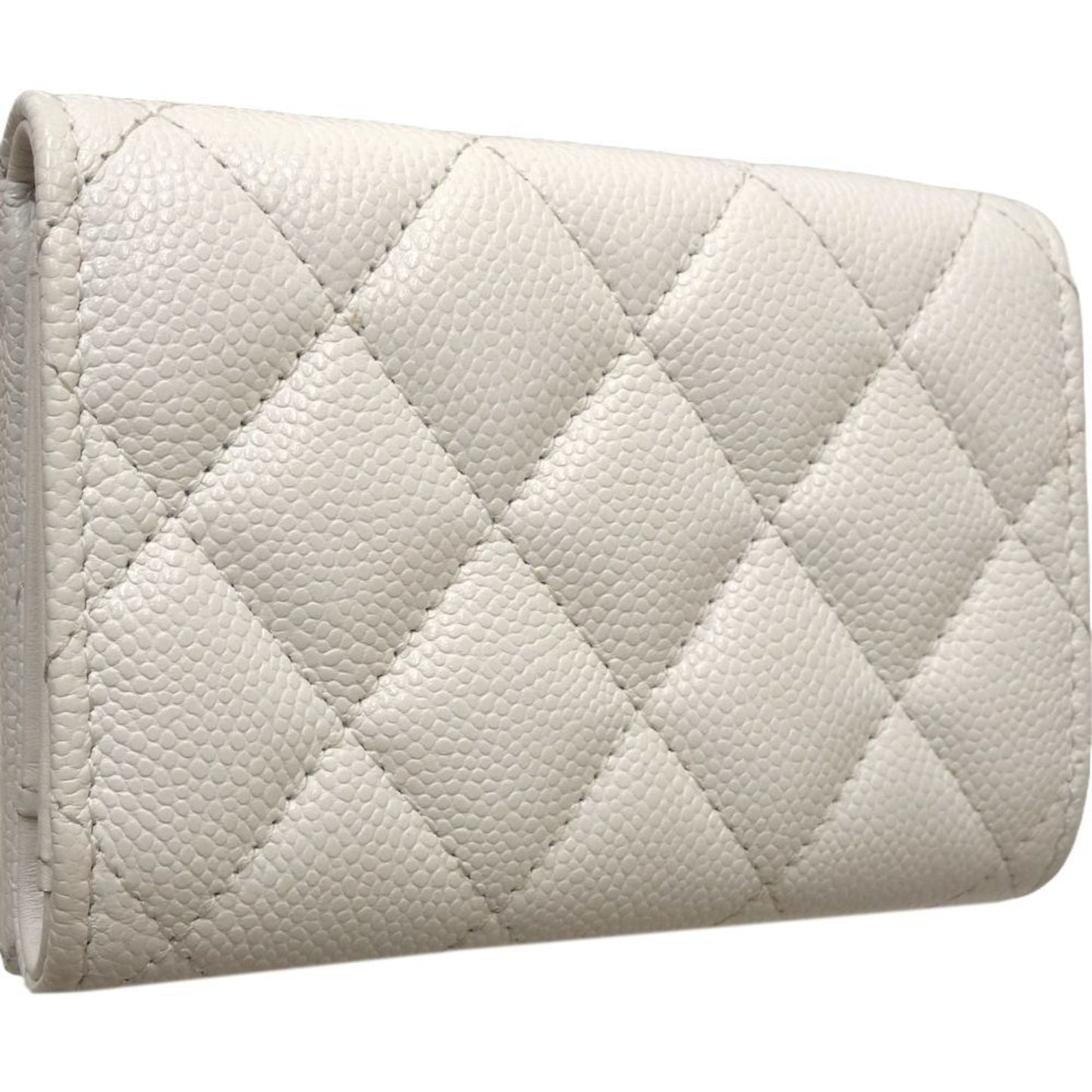 Chanel White Grained Calfskin Wallet (Tri-Fold) ()
