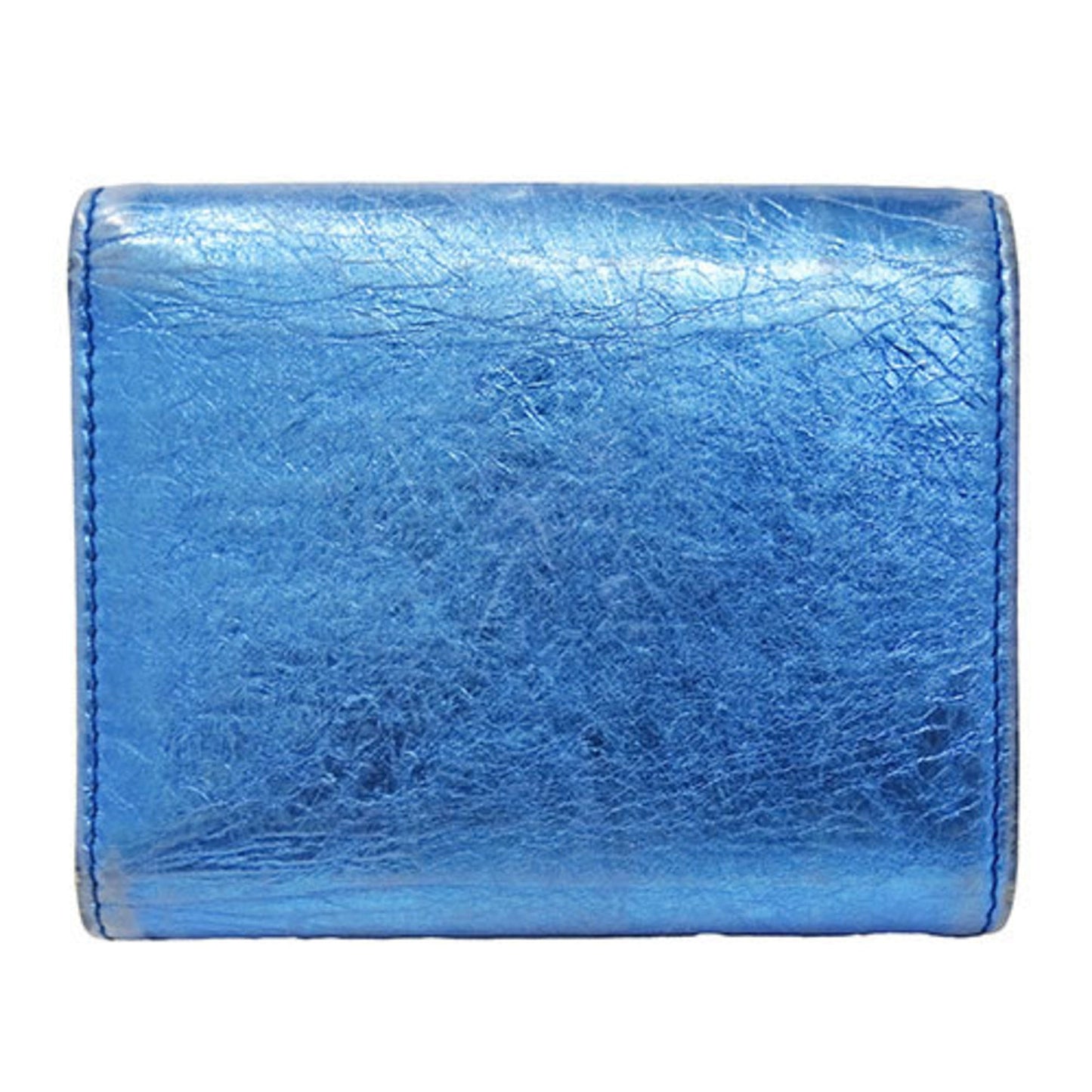 Chanel Metallic Blue Leather Wallet (Tri-Fold) ()