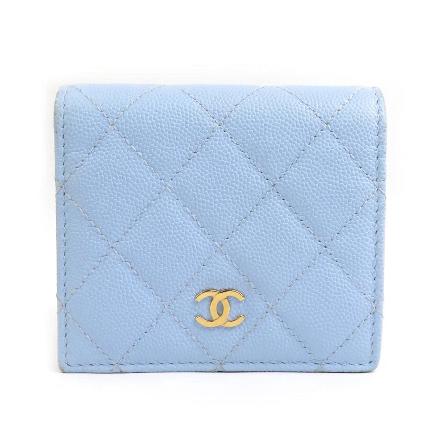 Chanel Light Blue Grained Calfskin Wallet (Bi-Fold) ()