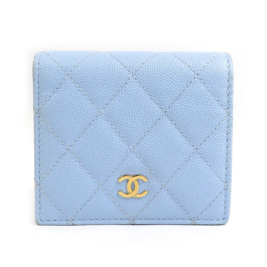 Chanel Light Blue Grained Calfskin Wallet (Bi-Fold) ()