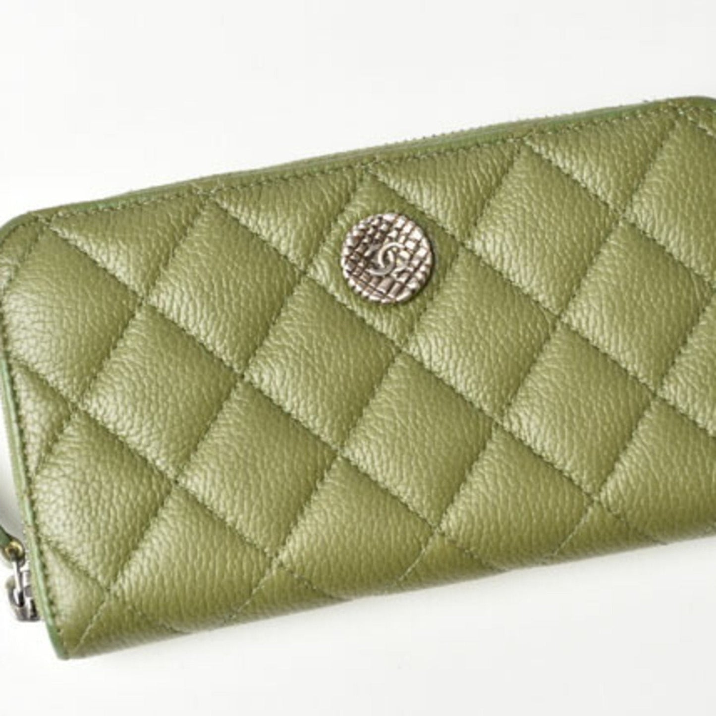Chanel Moss Green Grained Calfskin Long Wallet (Bi-Fold) ()