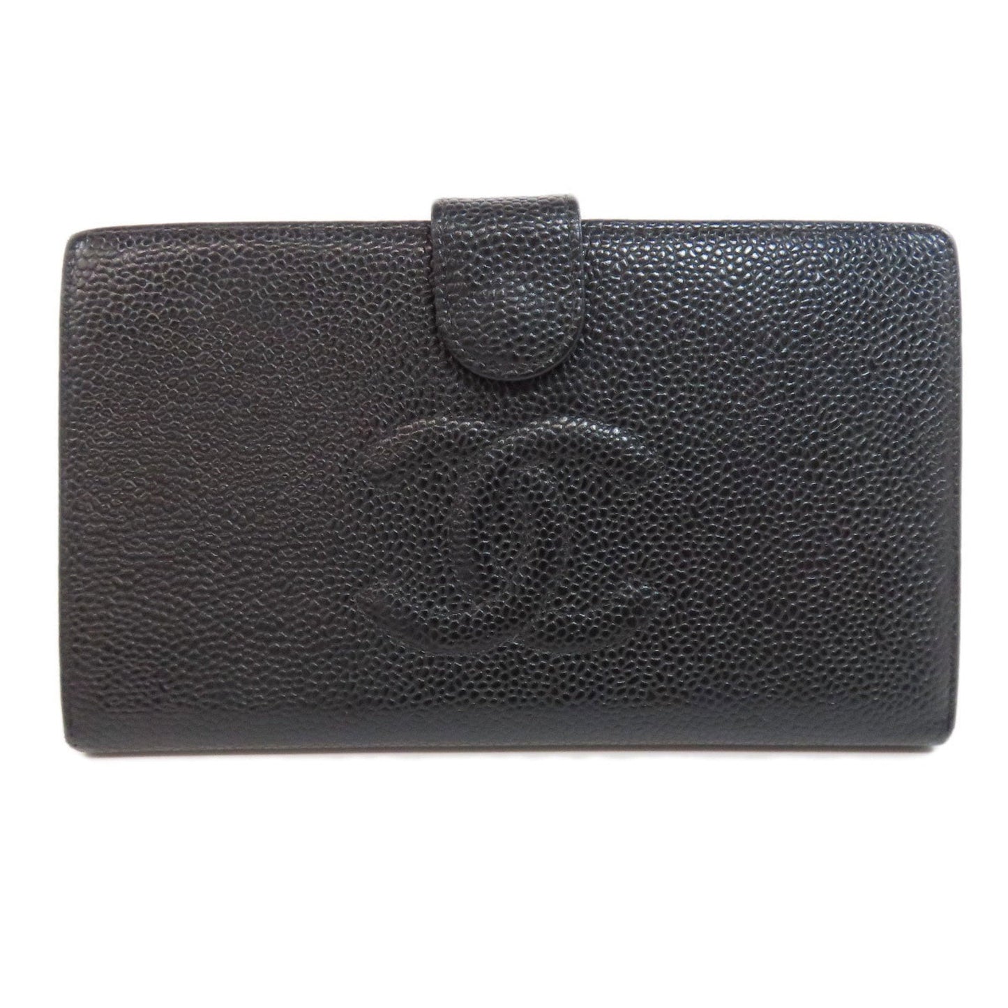 Chanel Black Grained Calfskin Long Wallet (Bi-Fold) ()