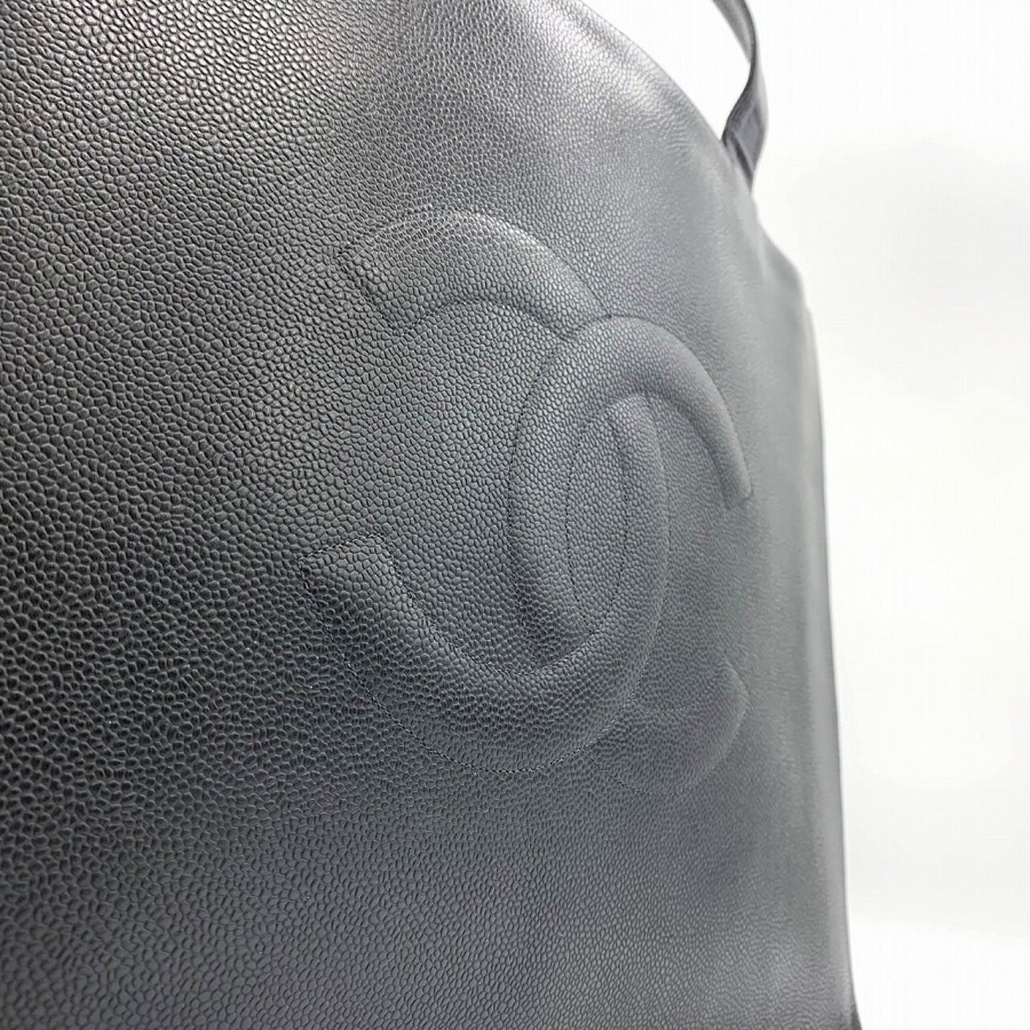 Chanel Black Grained Calfskin Shoulder Bag Tote Bag ()