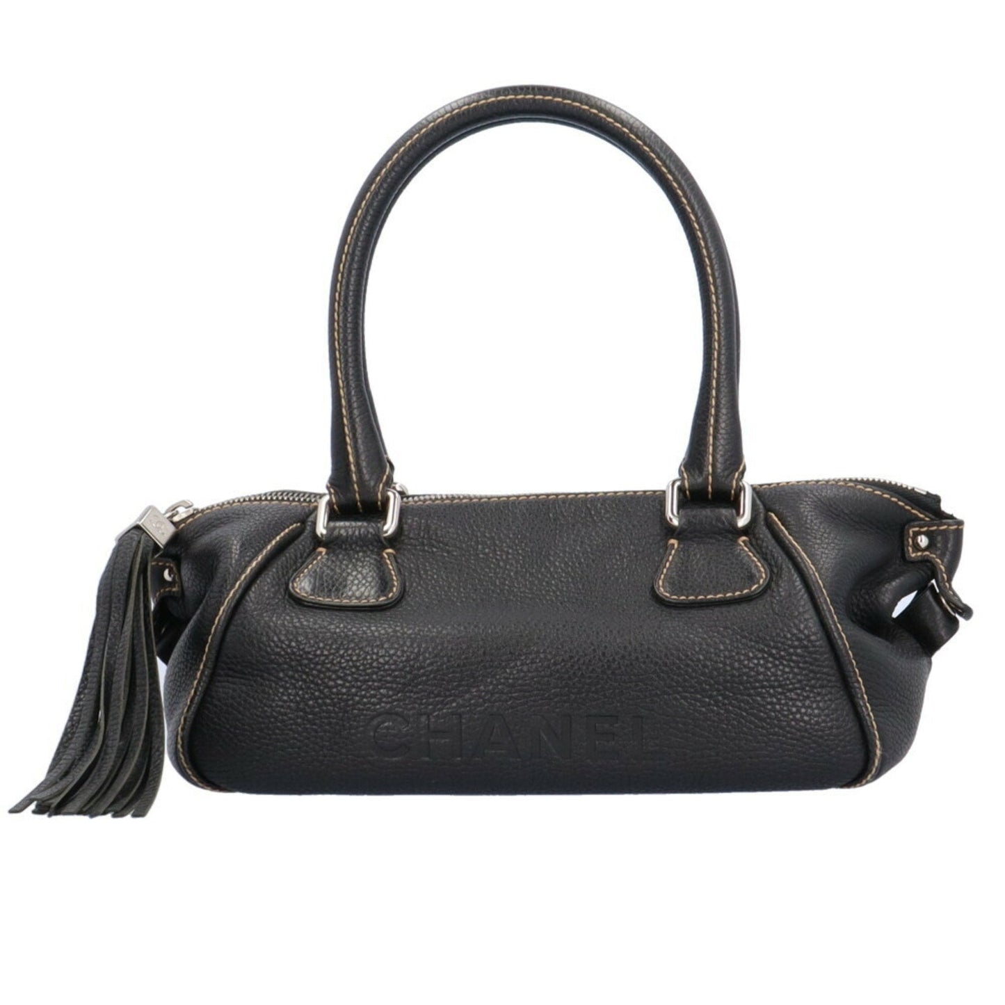 Chanel Black Leather Boston Bag Handbag ()