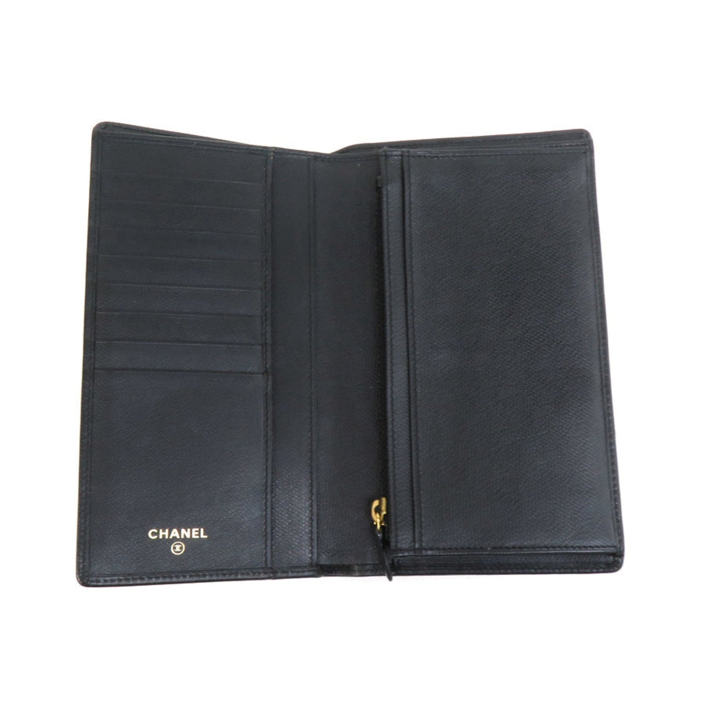 Chanel Black Leather Long Wallet (Bi-Fold) ()