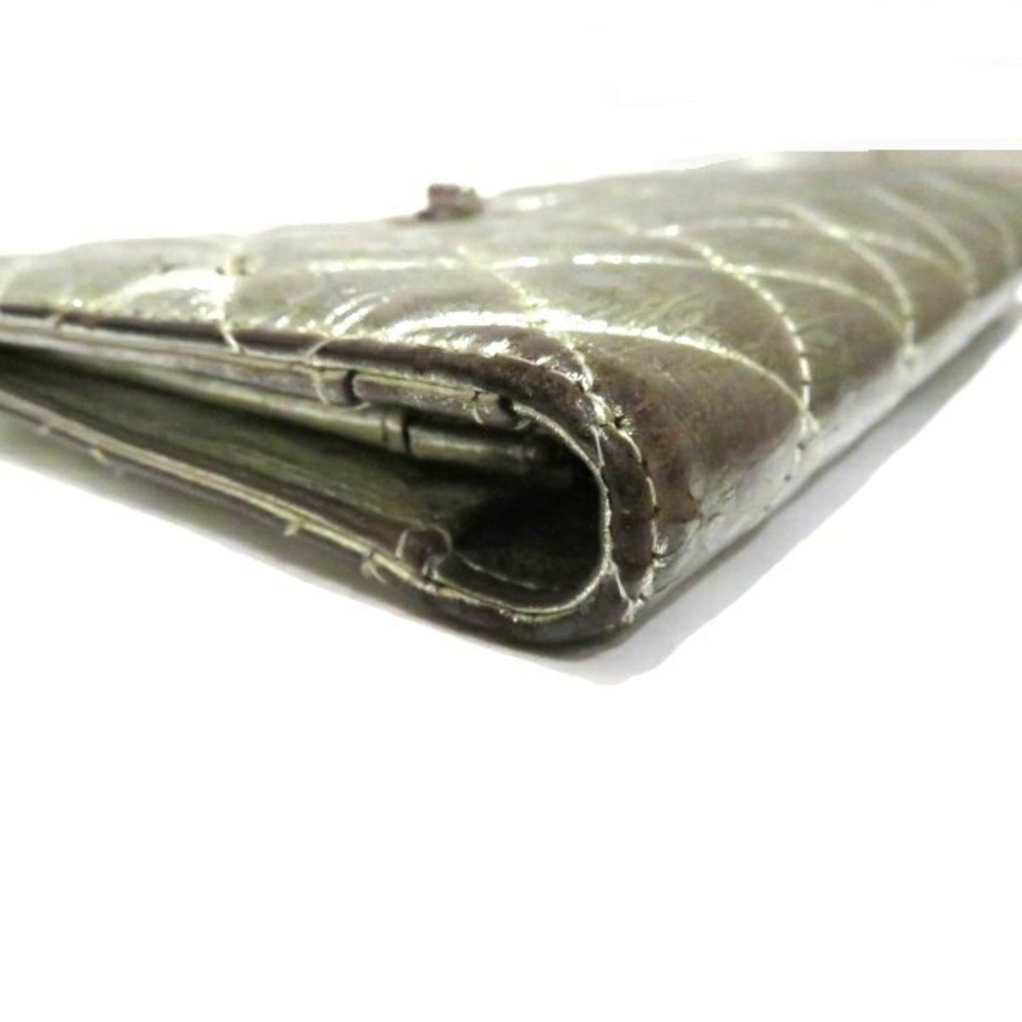 Chanel Silver Leather Long Wallet (Bi-Fold) ()
