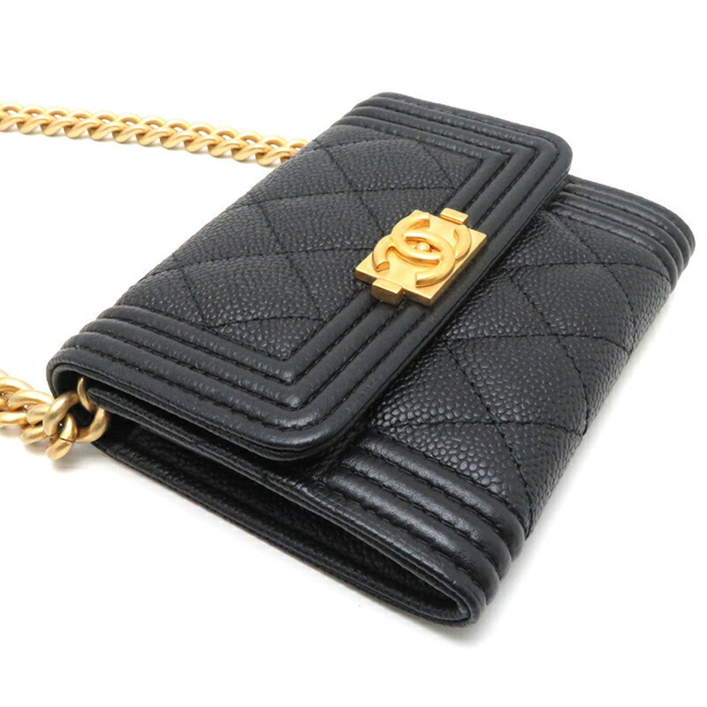 Chanel Boy Chanel Black Caviar Leather Shoulder Bag ()